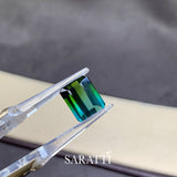 Natural green to teal blue bi-color tourmaline emerald cut 4.13ct | SARATTI