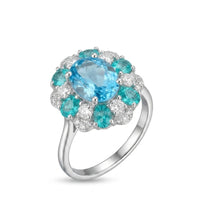 Oval Swiss Blue Topaz Ring with Diamonds