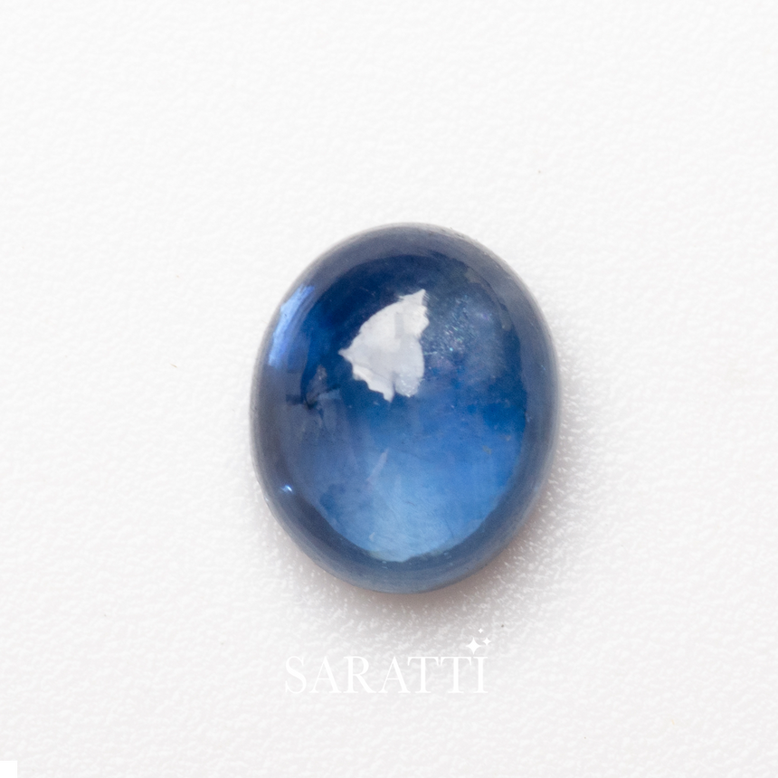 Natural oval cabochon sapphire with polished dome finish | SARATTI