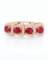 Natural oval ruby ring with diamond halo details in 18K Rose Gold | SARATTI