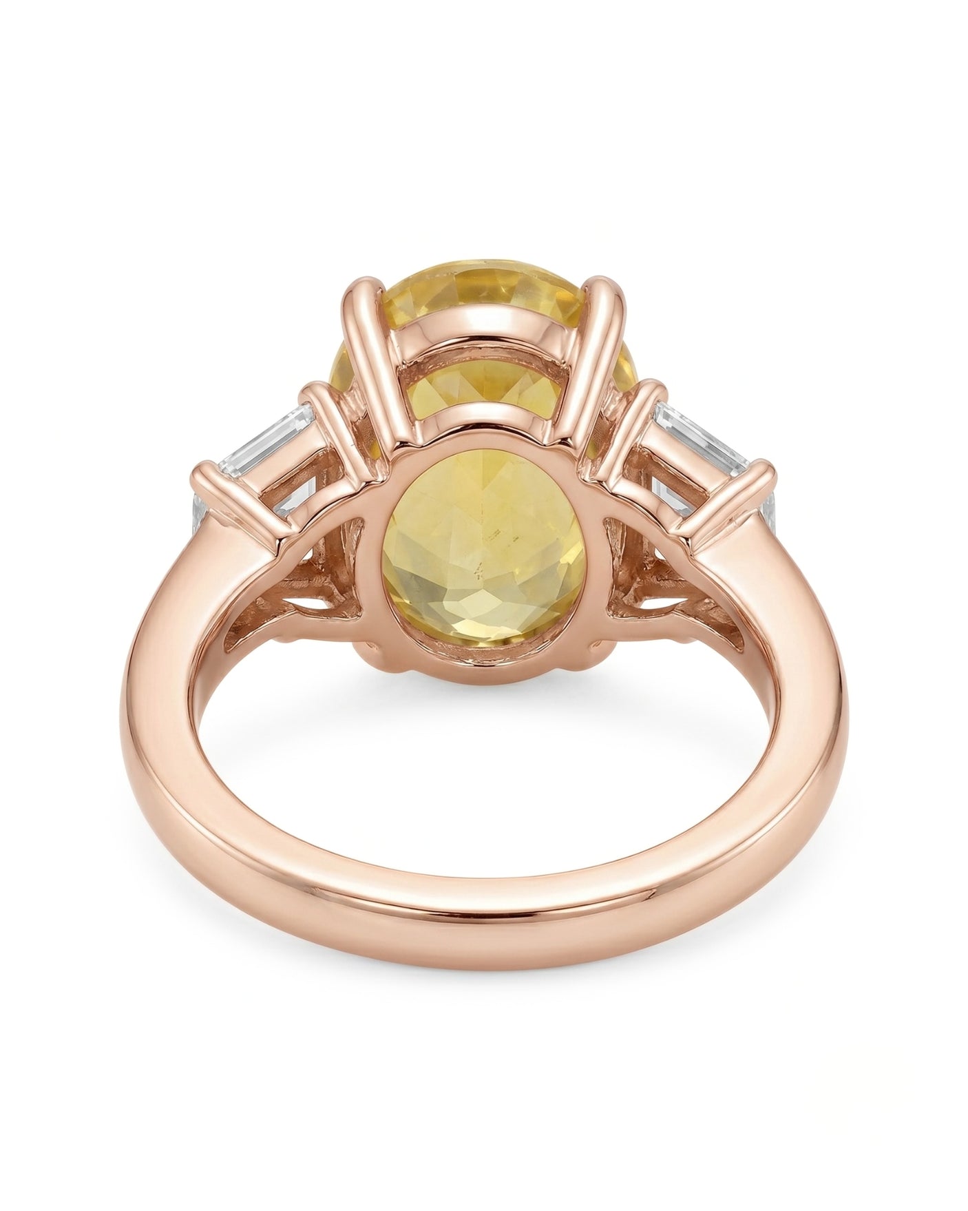 Natural oval yellow sapphire ring with bright diamond accents in 18K rose gold | SARATTI