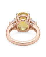 Natural oval yellow sapphire ring with bright diamond accents in 18K rose gold | SARATTI