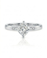 Natural princess cut diamond engagement ring side profile with open gallery in platinum | SARATTI