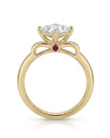 Natural princess cut diamond engagement ring side profile with open gallery in yellow gold | SARATTI