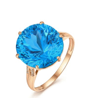 Swiss Blue Topaz Ring Gold Round
