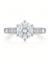 Natural round diamond engagement ring gallery and underside detail in 18K white gold | SARATTI