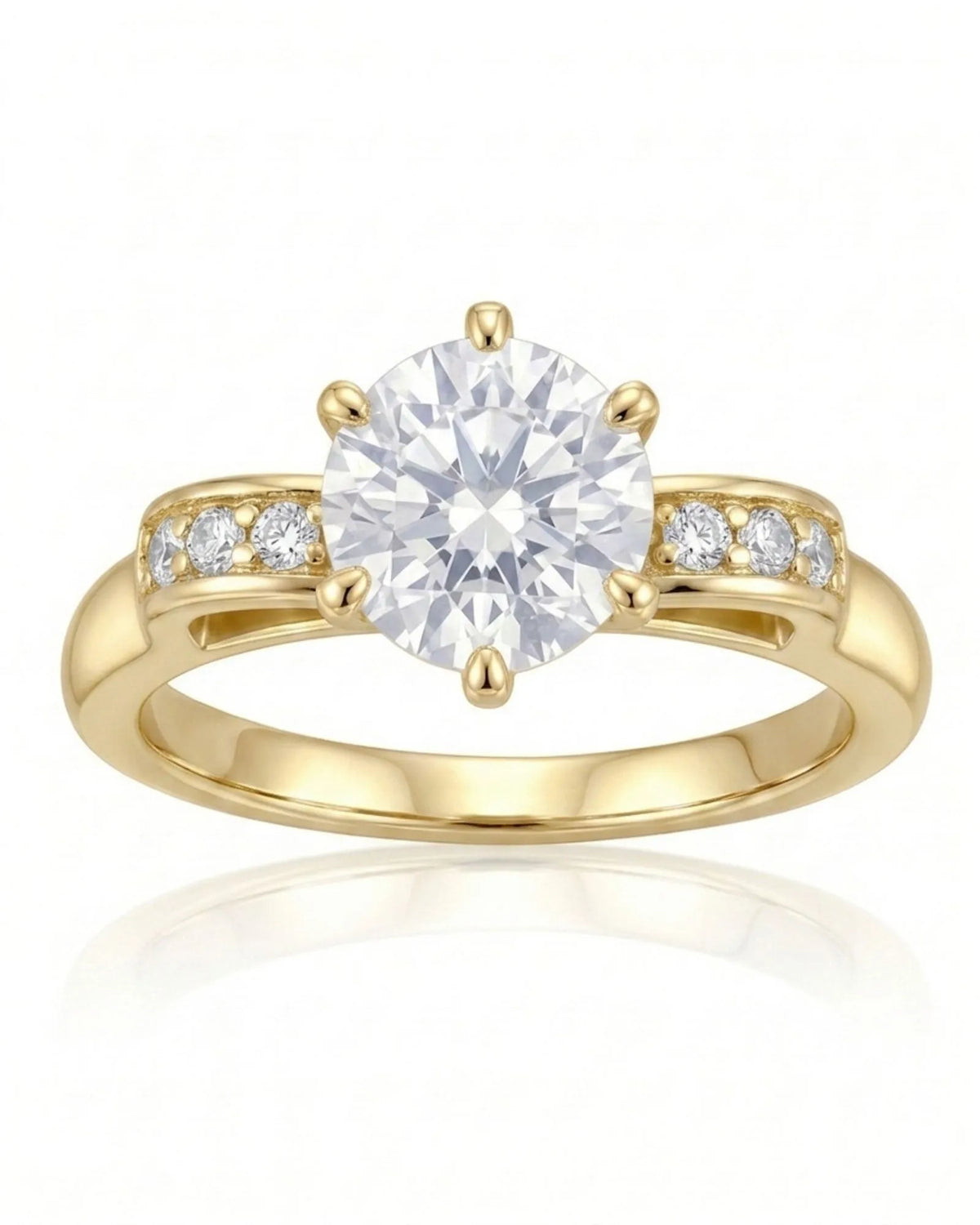 Natural round diamond engagement ring gallery and underside detail in 18K yellow gold | SARATTI
