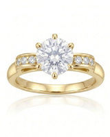 Natural round diamond engagement ring gallery and underside detail in 18K yellow gold | SARATTI