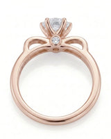 Natural round diamond engagement ring side profile in 18K rose gold | SARATTI