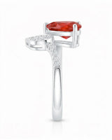 Natural ruby and pear diamond toi et moi ring in Platinum | SARATTI