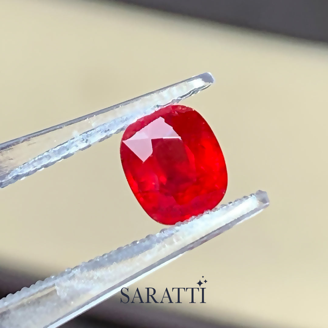 Natural ruby cushion vivid red loose stone | SARATTI