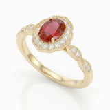 Valenza Vintage Inspired Natural Ruby Ring with Diamonds