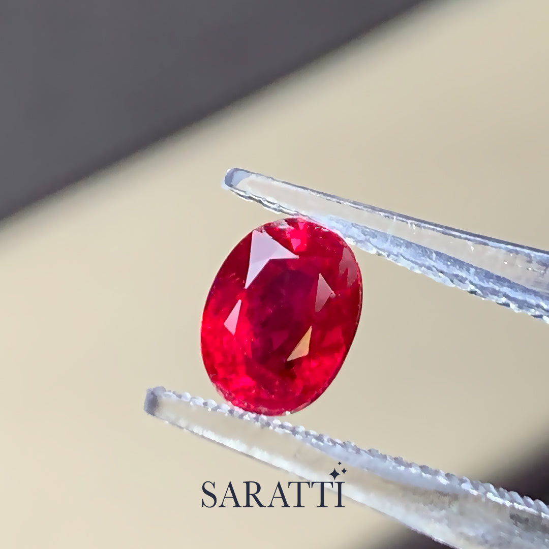 Natural ruby oval vivid red gemstone loose | SARATTI