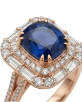 Natural sapphire convertible ring pendant with diamond halo in 18K Rose Gold - SARATTI