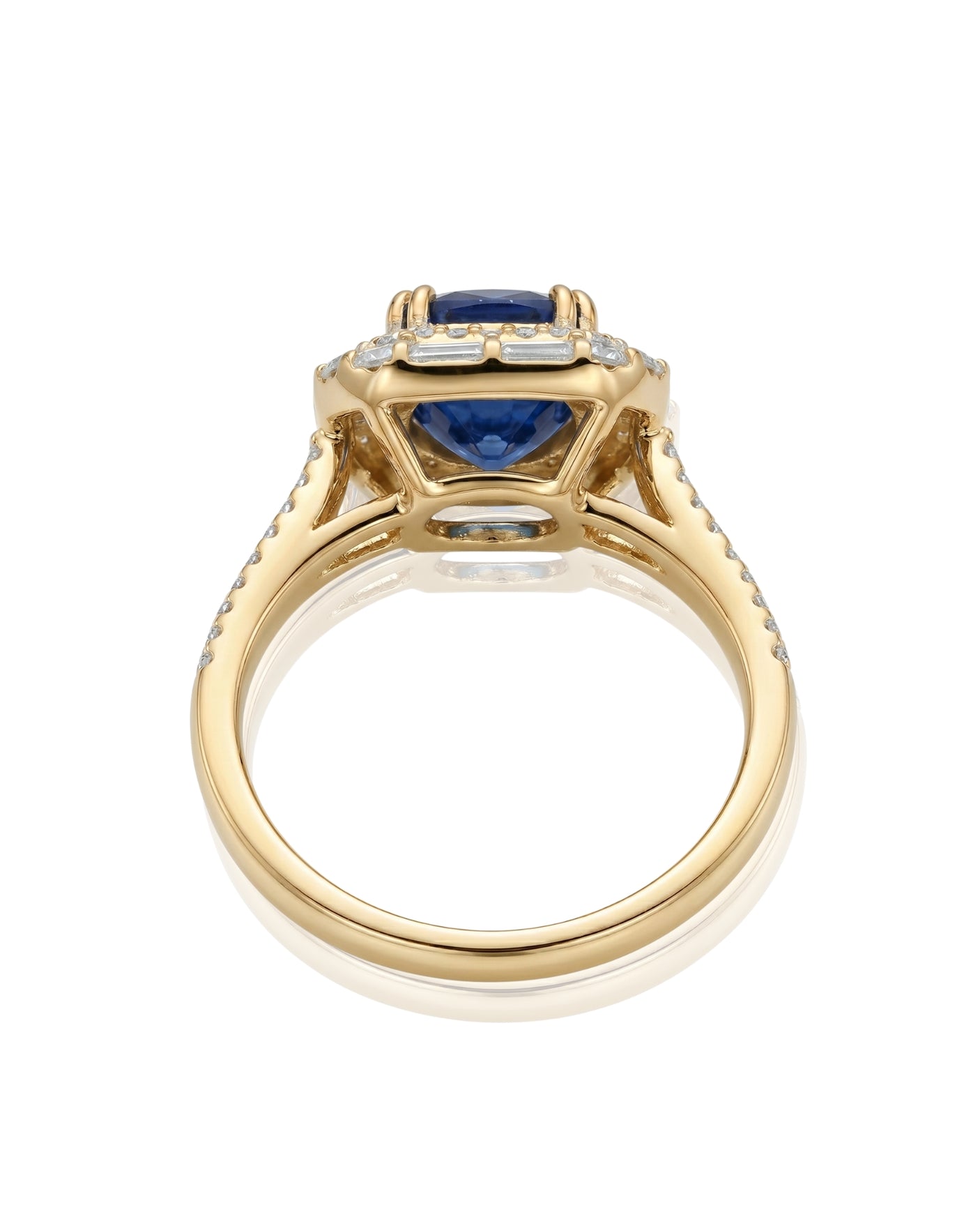 Natural sapphire convertible ring pendant with diamond halo in 18K Yellow Gold - SARATTI