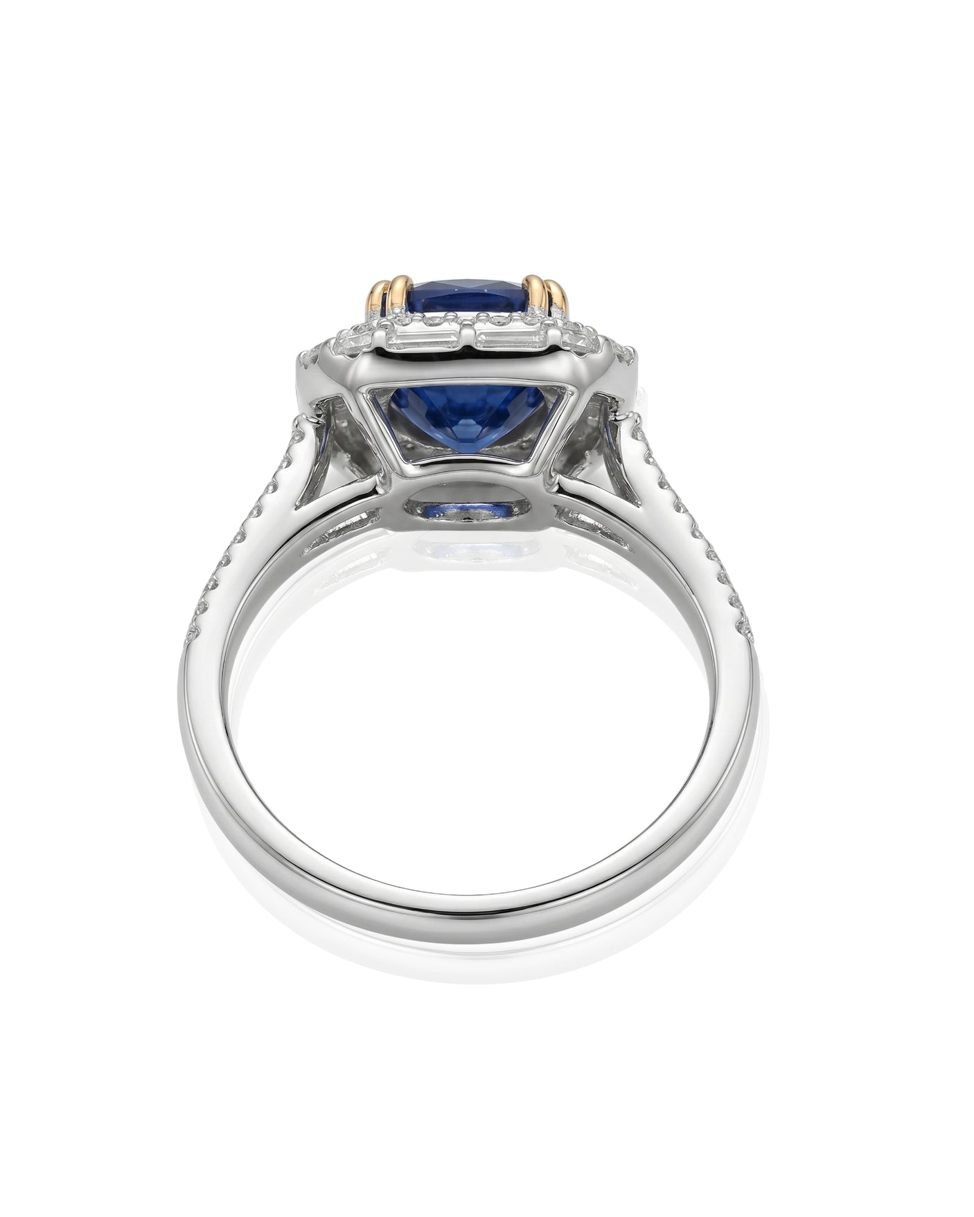 Natural sapphire convertible ring pendant with diamond halo in Platinum | SARATTI
