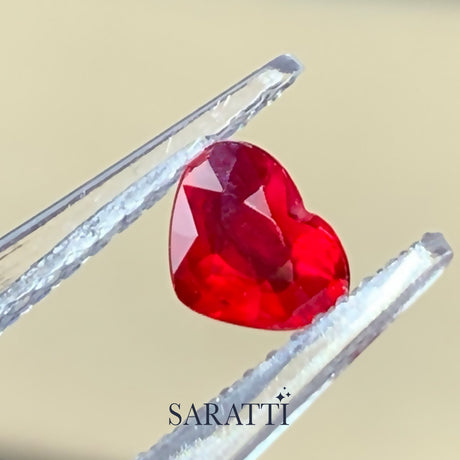 Natural vivid red ruby heart 0.77 carat unheated stone | SARATTI