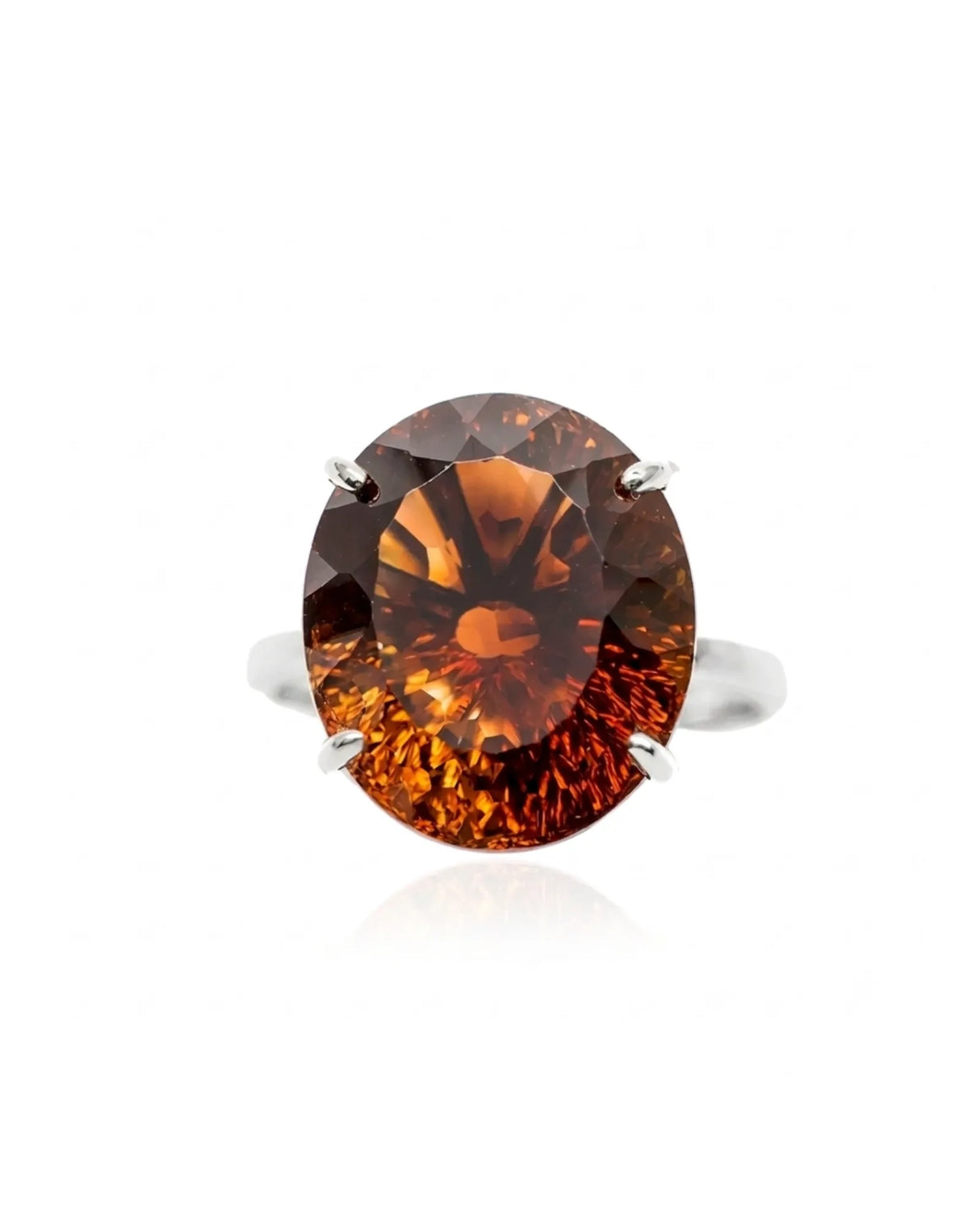 Nature-inspired Imperial Topaz gift ring with bold oval gemstone in polished 18K white gold - SARATTI