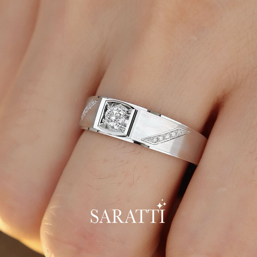 Model Wears  Seika Sublime Diamond Ring For Men  | Saratti 