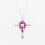 Cross Ruby and Diamond Necklace