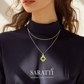 18K Gold Emerald Zodiac Necklace | Saratti Jewelry