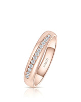Oblong channel-set diamond eternity wedding band with continuous geometric brilliance in warm 18K rose gold | SARATTI