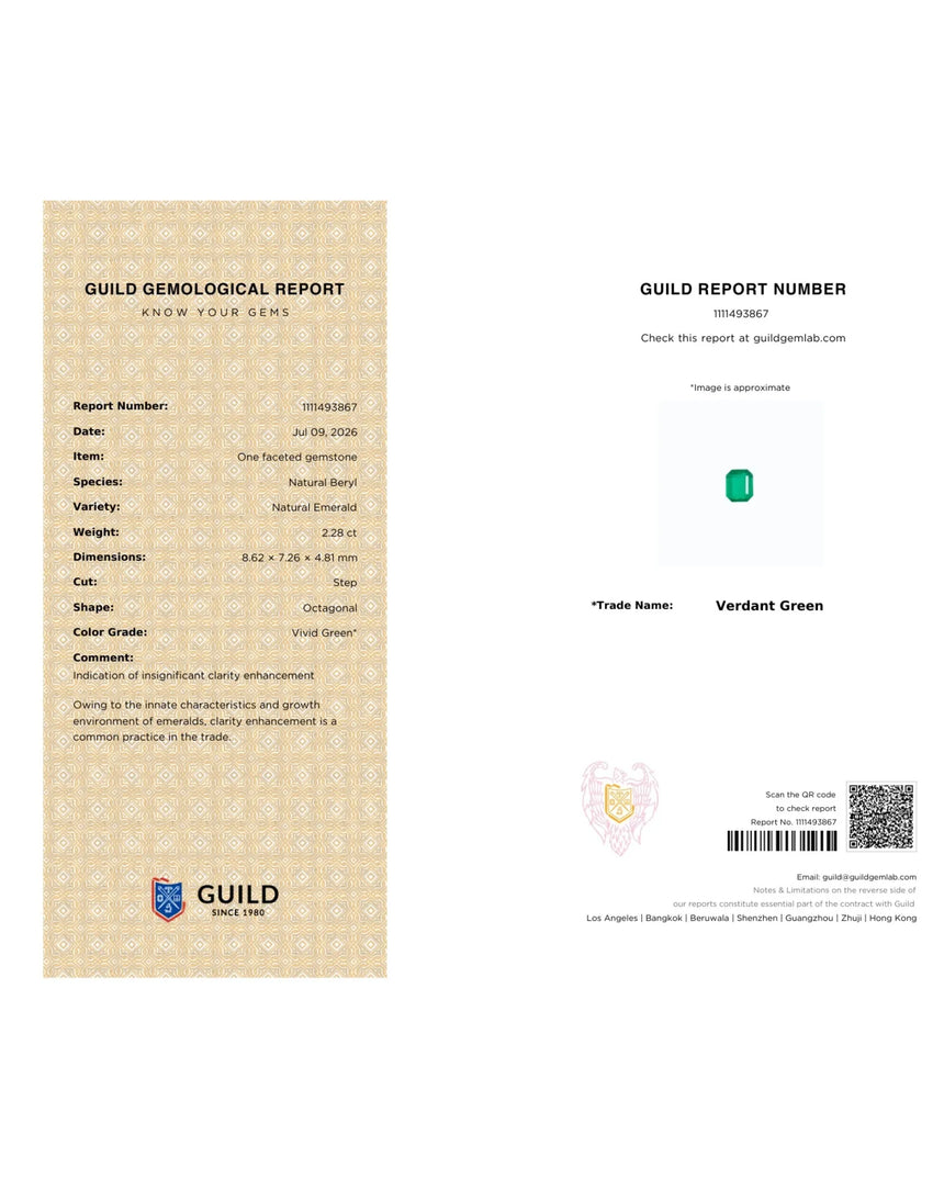 Octagonal Natural Emerald loose gemstone full proportion view | SARATTI