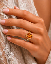 Open gallery Imperial Topaz setting with diamond shoulders rose gold | SARATTI