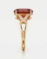 Orange garnet engagement ring with diamond frame in 18K yellow gold | SARATTI