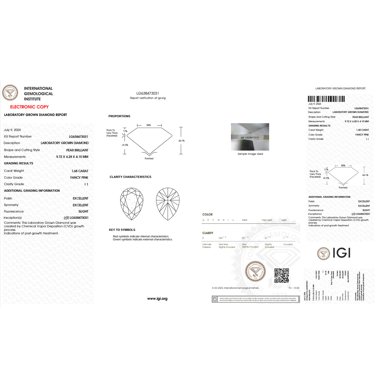 Lab Diamond Certificate for Fancy Pink Diamond Stone | Saratti Diamonds
