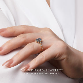Modern Gem Jewelry | Blue Moissanite Promise Ring