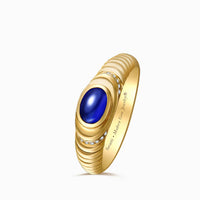 Cabochon Blue Sapphire Ring with Diamonds