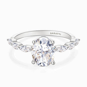 White Gold  Royal Procession Dainty Diamond Ring | Saratti 