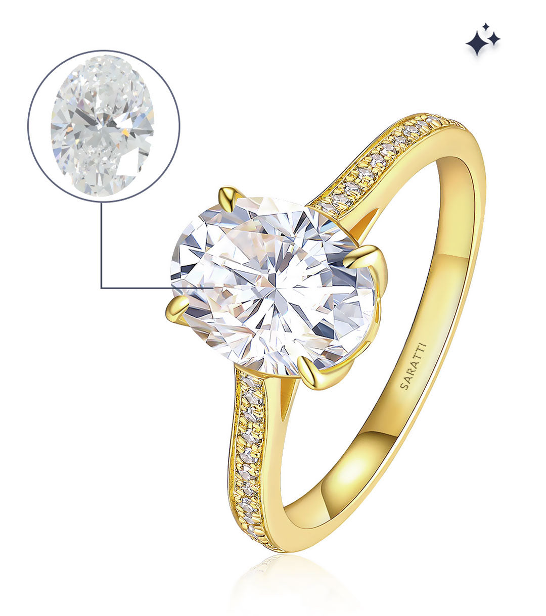 Oval centre stone engagement ring by SARATTI