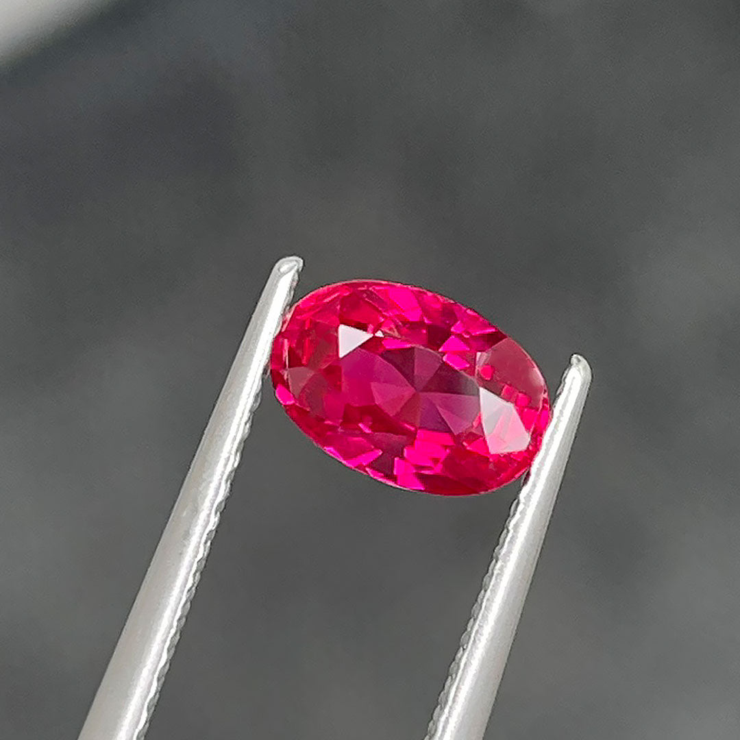 1.58 carats Vivid Red Oval Cut Ruby Gemstone | AIGS Certified | Unheated