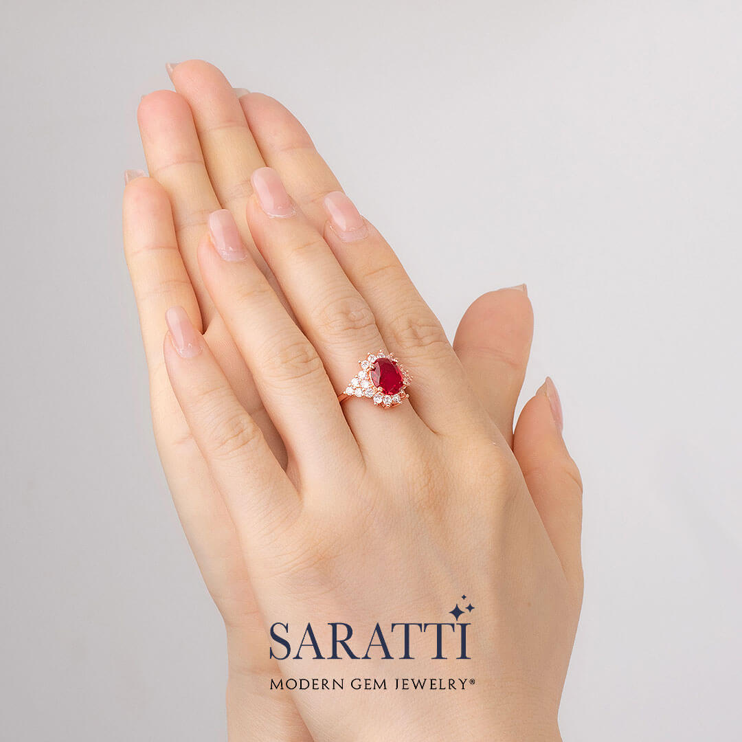 Rose Gold Ring with Rubellite Tourmaline and Diamonds | Saratti