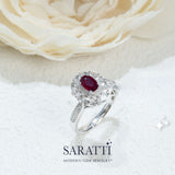 Vintage-Inspired Oval Gemstone Ring with Pavé Diamonds | Saratti