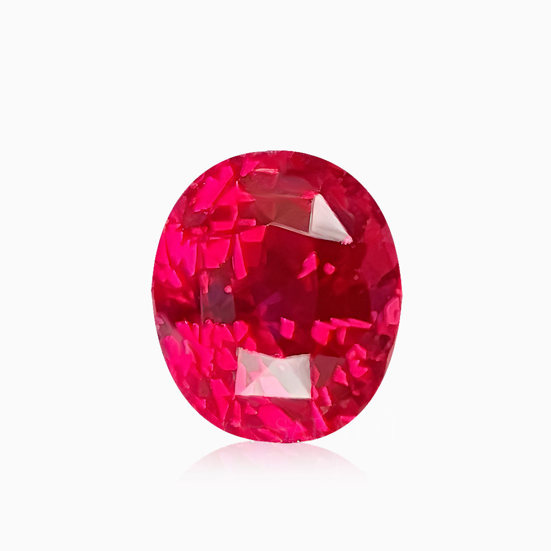 1.64-carat Vivid Red Oval Natural Ruby | GRS Certified | Unheated