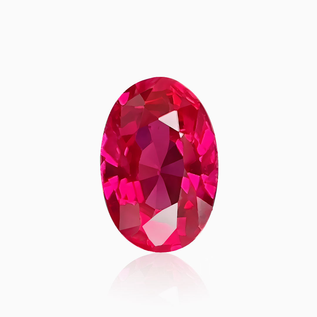 1.58 carats Vivid Red Oval Cut Ruby Gemstone | AIGS Certified | Unheated
