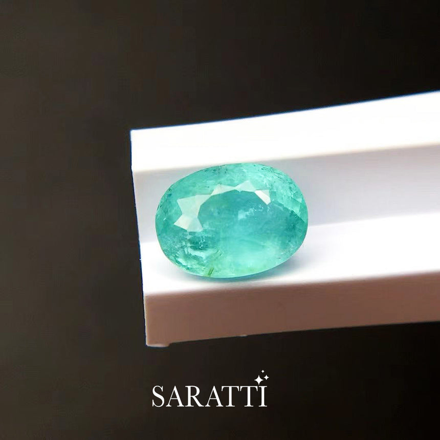 Oval Cut Neon Greenish Blue Tourmaline 1.65 Carat | SARATTI
