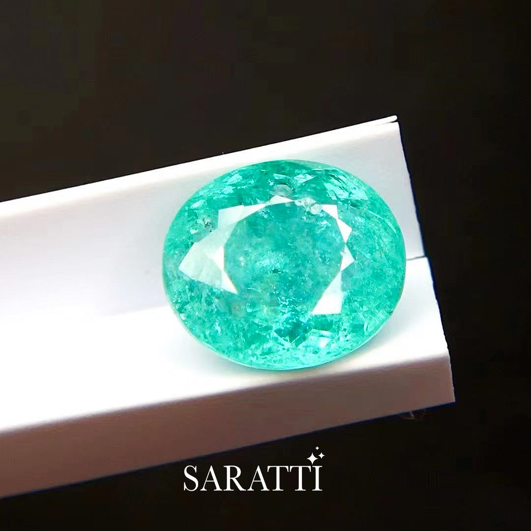 Oval Cut Neon Greenish Blue Tourmaline 3.92 Carat | SARATTI  
