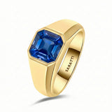 Mens sapphire wedding band luxury gemstone wedding ring in 18K yellow gold | SARATTI