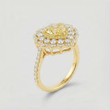 Vintage Yellow Diamond engagement ring side view vintage inspired design in 18K yellow gold | SARATTI
