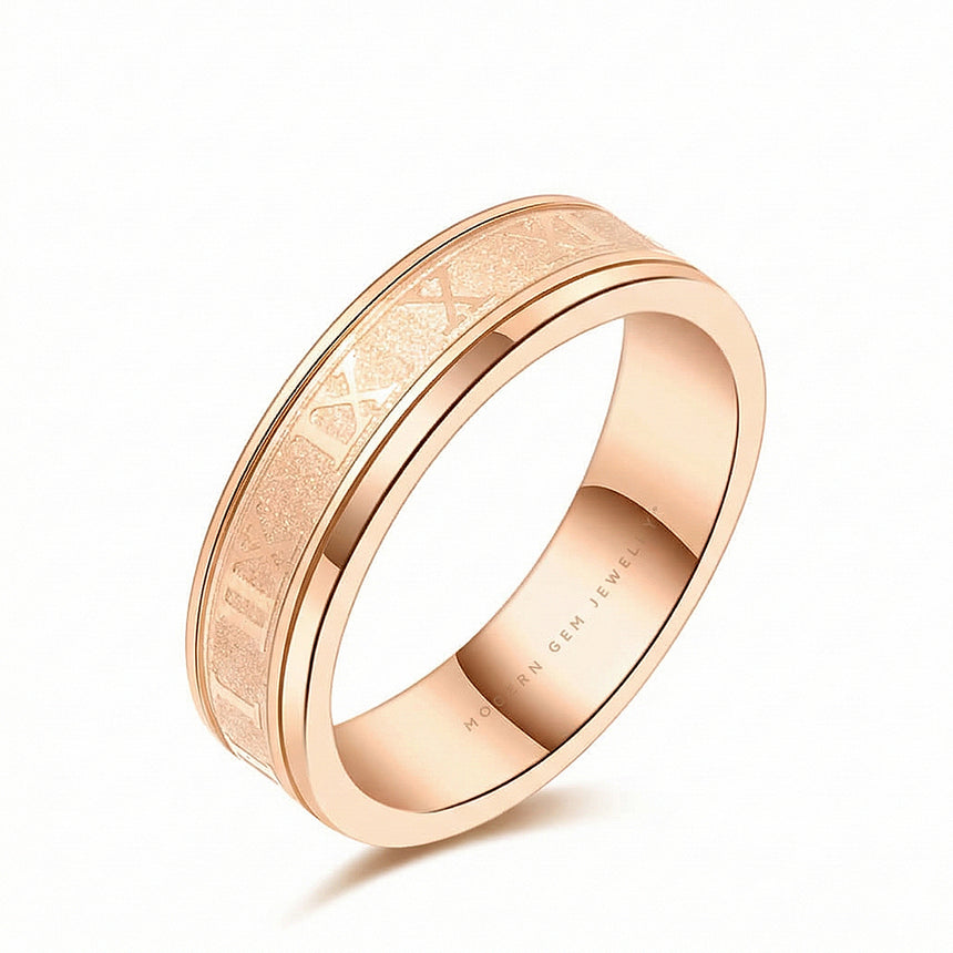 Roman Numeral ring luxury handcrafted ring in 18K rose gold | SARATTI