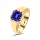 Mens tanzanite ring luxury statement ring in 18K yellow gold | SARATTI