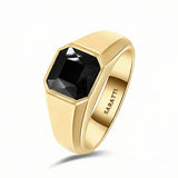 Matte black mens wedding band luxury diamond wedding ring in 18K yellow gold | SARATTI