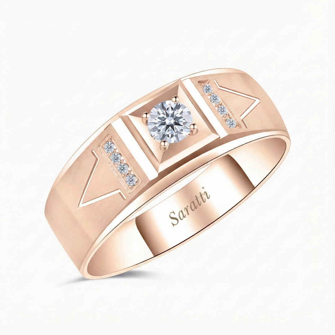 Adamantine Courage diamond ring for men luxury everyday wear in 18K rose gold | SARATTI