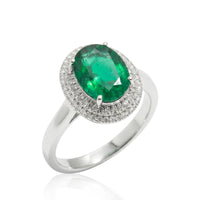 Oval Estate Natural Emerald & Diamond Ring