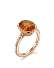 Oval Imperial Topaz bezel setting ring in rose gold | SARATTI