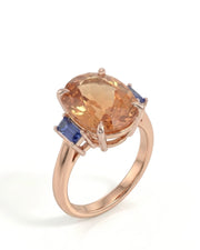 Oval Natural Imperial Topaz three-stone setting in 14K rose gold | SARATTI